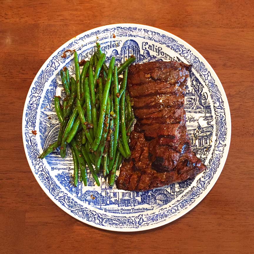 Chinese Five Spice Bavette Steak with Dried Fried Haricots Verts